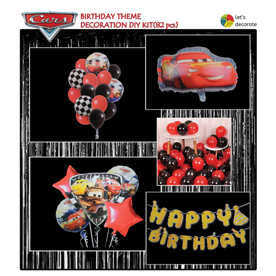 Cars Birthday Theme Decoration DIY Kit (82 pcs)