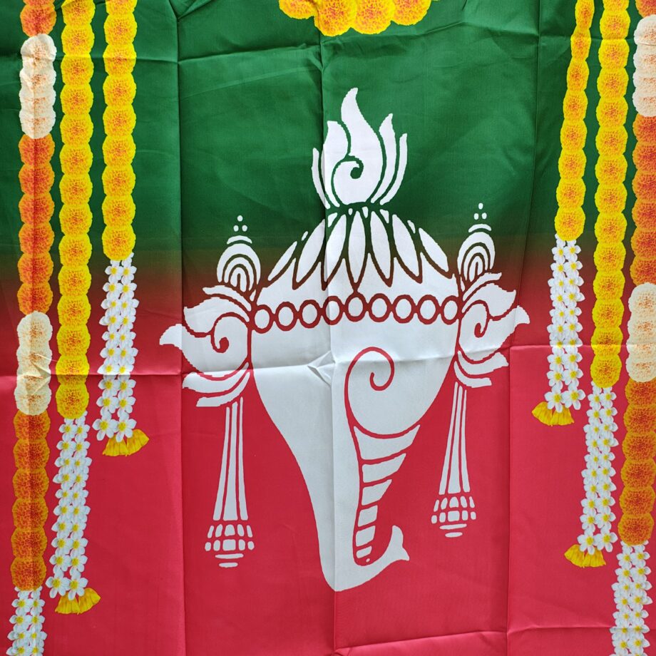 5'x8' Ganesh with Shanku Chakra Design Backdrop (Taiwan Cloth)