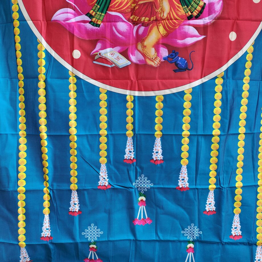 4'x8' Ganesh Blue Colour Backdrop Curtain (Crush Cloth)