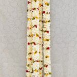 Pair of White Petal Garlands with Green-Mustard-Red Pineapple Cut Bunches