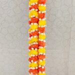 Pair of Yellow & Orange Small Marigold Garlands with Jasmine Buds