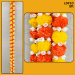 Pair of Yellow & Orange Small Marigold Garlands with Jasmine Buds