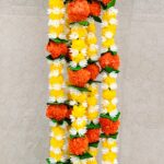 Pair of Marigold Garlands Studded with Mogra and Lily Tassels