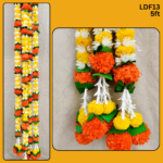 Pair of Marigold Garlands Studded with Mogra and Lily Tassels