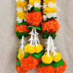 Pair of Marigold Garlands Studded with Mogra and Lily Tassels