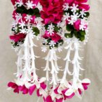 Pair of Cream & Pink Rose Petal Garlands with Lily Tassels