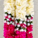 Pair of Cream & Pink Rose Petal Garlands with Lily Tassels