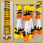 Pair of Yellow with Orange Marigold Garlands with Lily Tassels