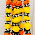 Pair of Yellow with Orange Marigold Garlands with Lily Tassels