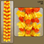 Pair of Orange Marigold Garlands Studded with Yellow Hibiscus
