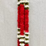 Pair of Red Mogra with White Lotus Steps & Pearl Hangings
