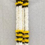 Pair of White Mogra with Yellow Lotus Steps & Pearl Hangings