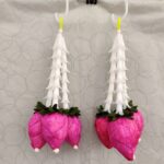 Pair of Lily Tassels with Pink Lotus Buds