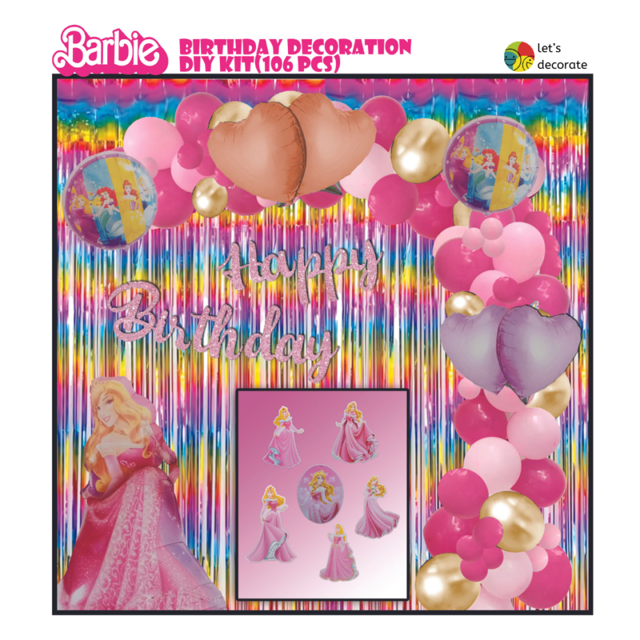 Barbie Birthday DIY Decoration Kit(106 Pcs)