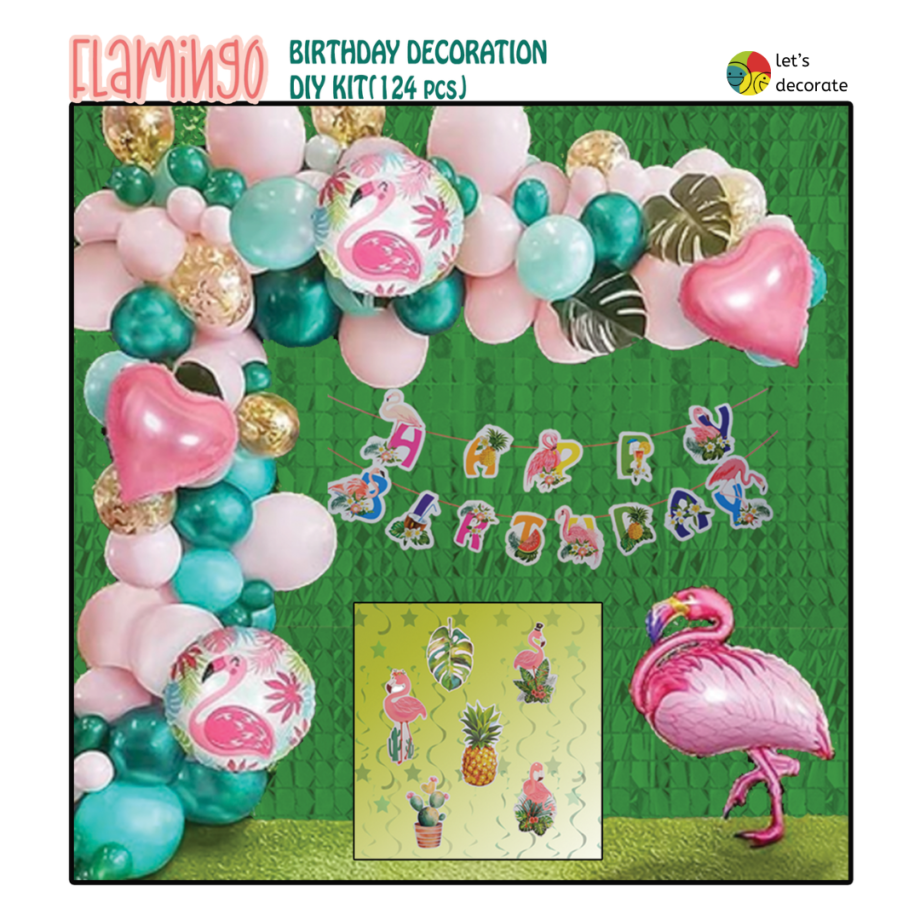 Flamingo Birthday Decoration DIY Kit(124 pcs)