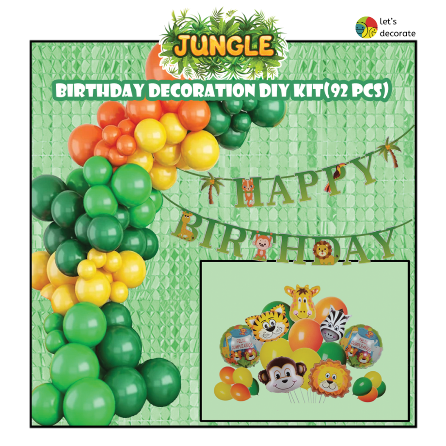 Jungle Birthday DIY Decoration Kit (92 pcs)