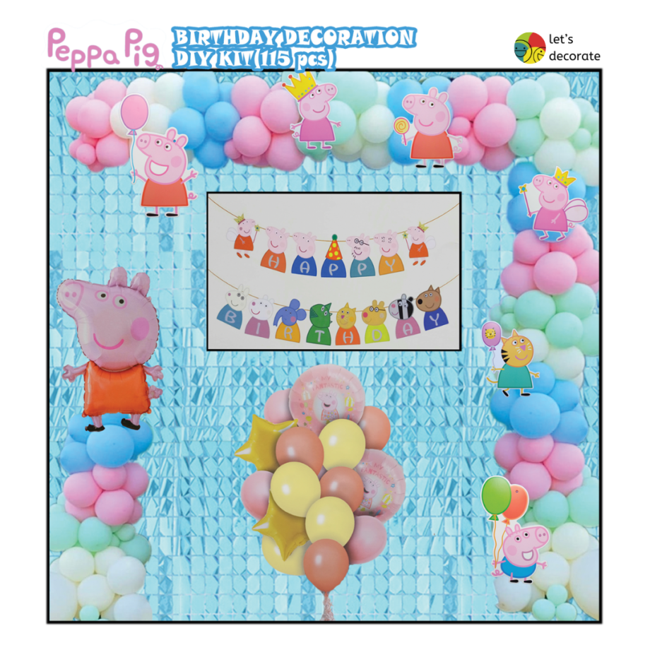 Peppa Pig Birthday DIY Decoration Kit(115 Pcs)