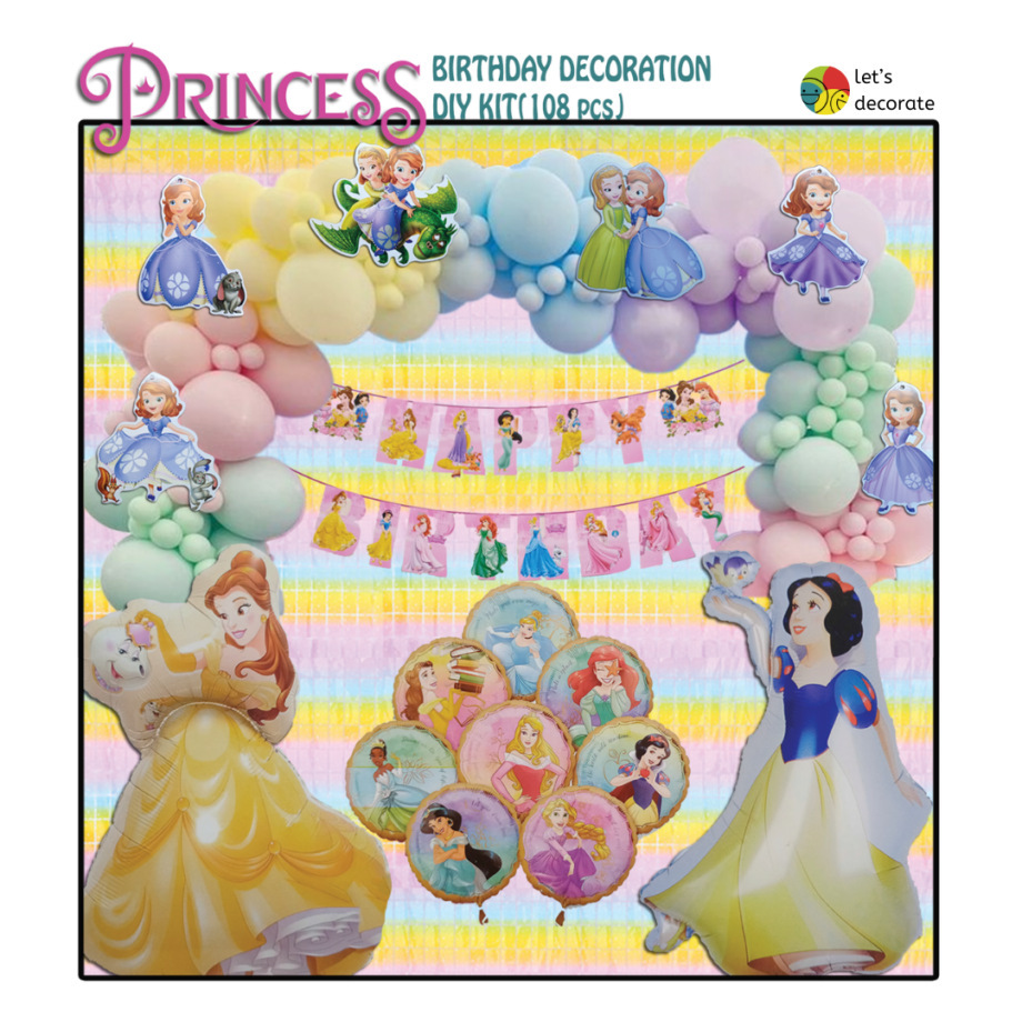 Princess Birthday DIY Decoration Kit(108 Pcs)