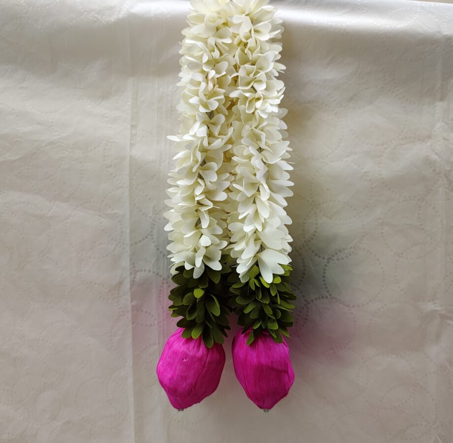 Pair of Jasmine Hangings with Pink Lotus Buds