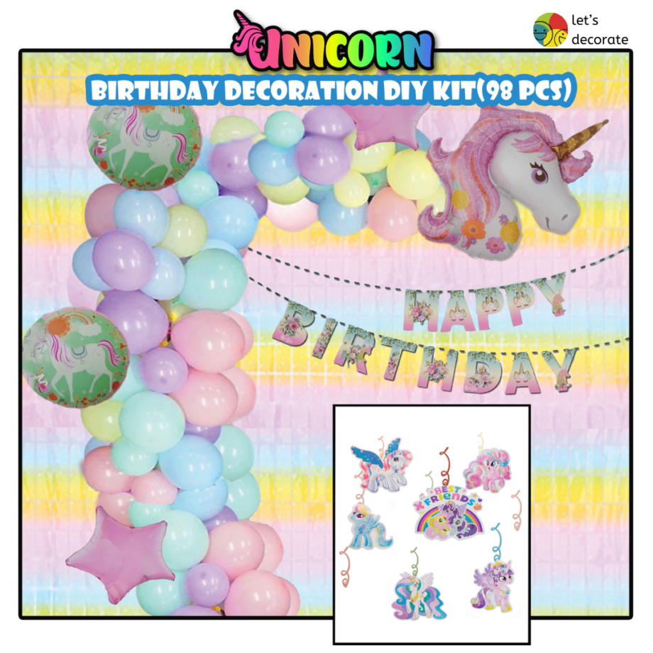 Unicorn Birthday DIY Decoration Kit (98 pcs)